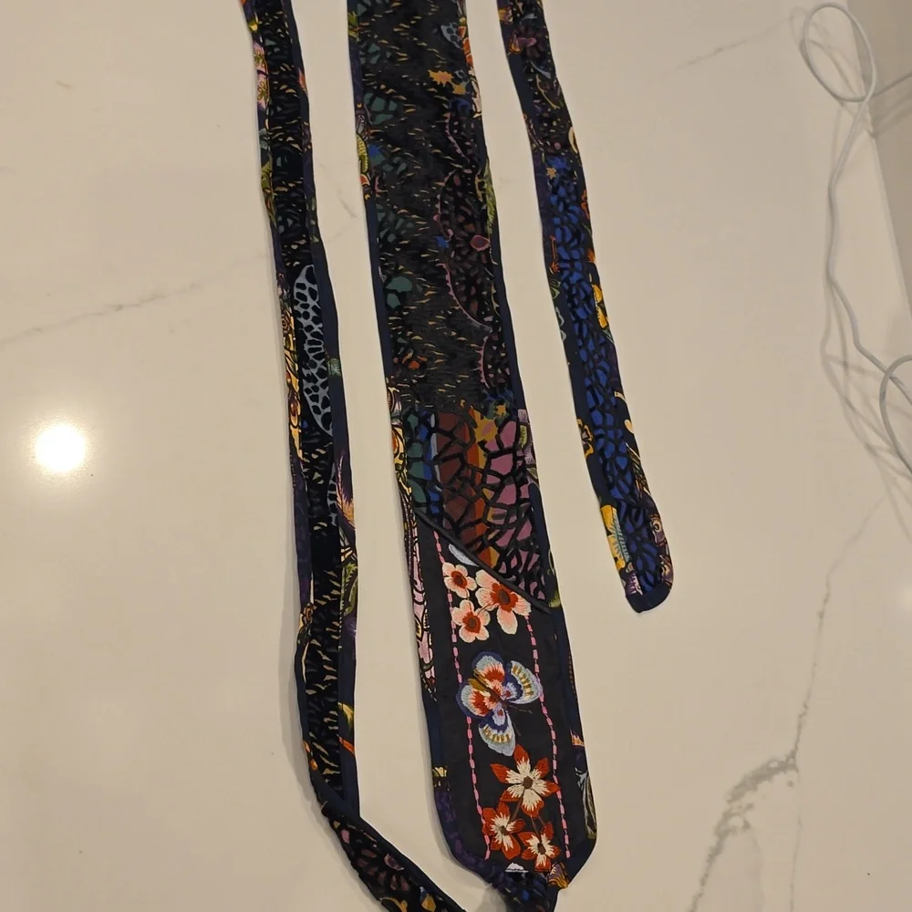 Johnny Was Silk Soundbath Velvet Butterfly Flower Tie Belt Catherine Navah $118 - Picture 9 of 10